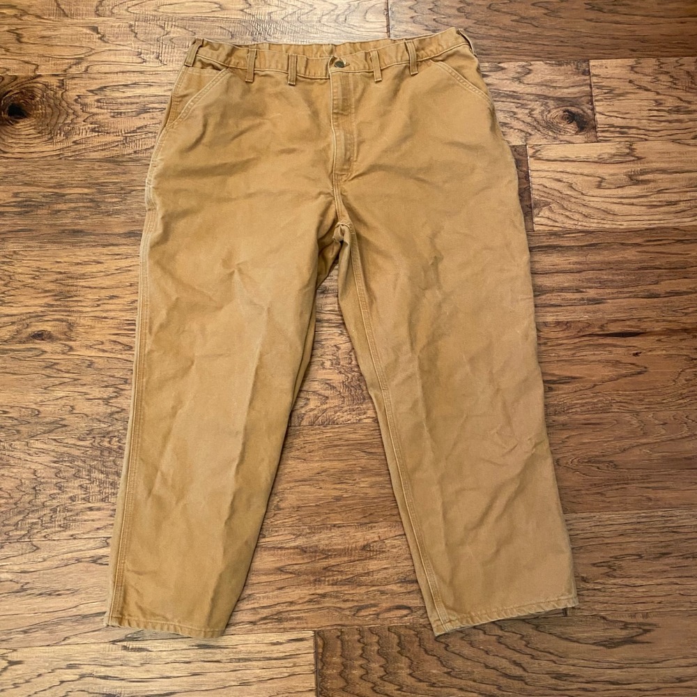 Carhartt B11 BRN Mens Brown Duck Canvas Dungaree Fit Work Pants 44x30 - Picture 1 of 8